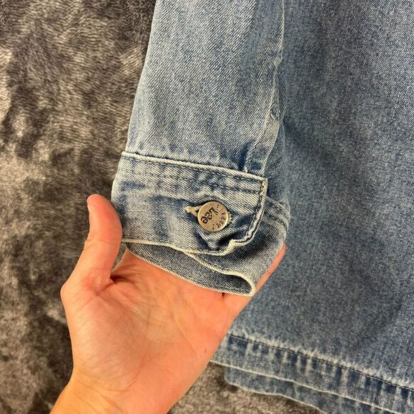 Vtg 80s 90s Lee Riveted Corduroy Collar Denim Barn Chore Jacket Trucker L USA - Picture 10 of 11